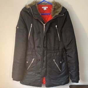 Glamorous XS coat parka black faux fur hood